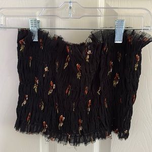 Urban Outfitters Floral Black with Floral Print Bandeau